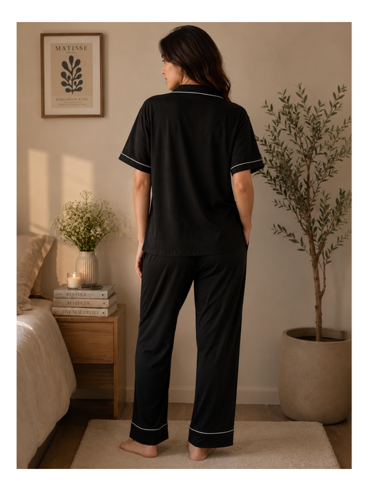 Cotton Night Suit – Black