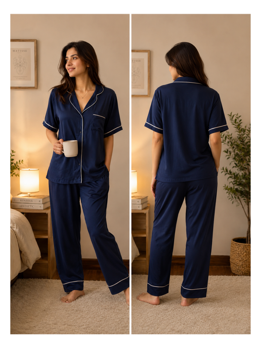 Cotton Night Suit – Navy