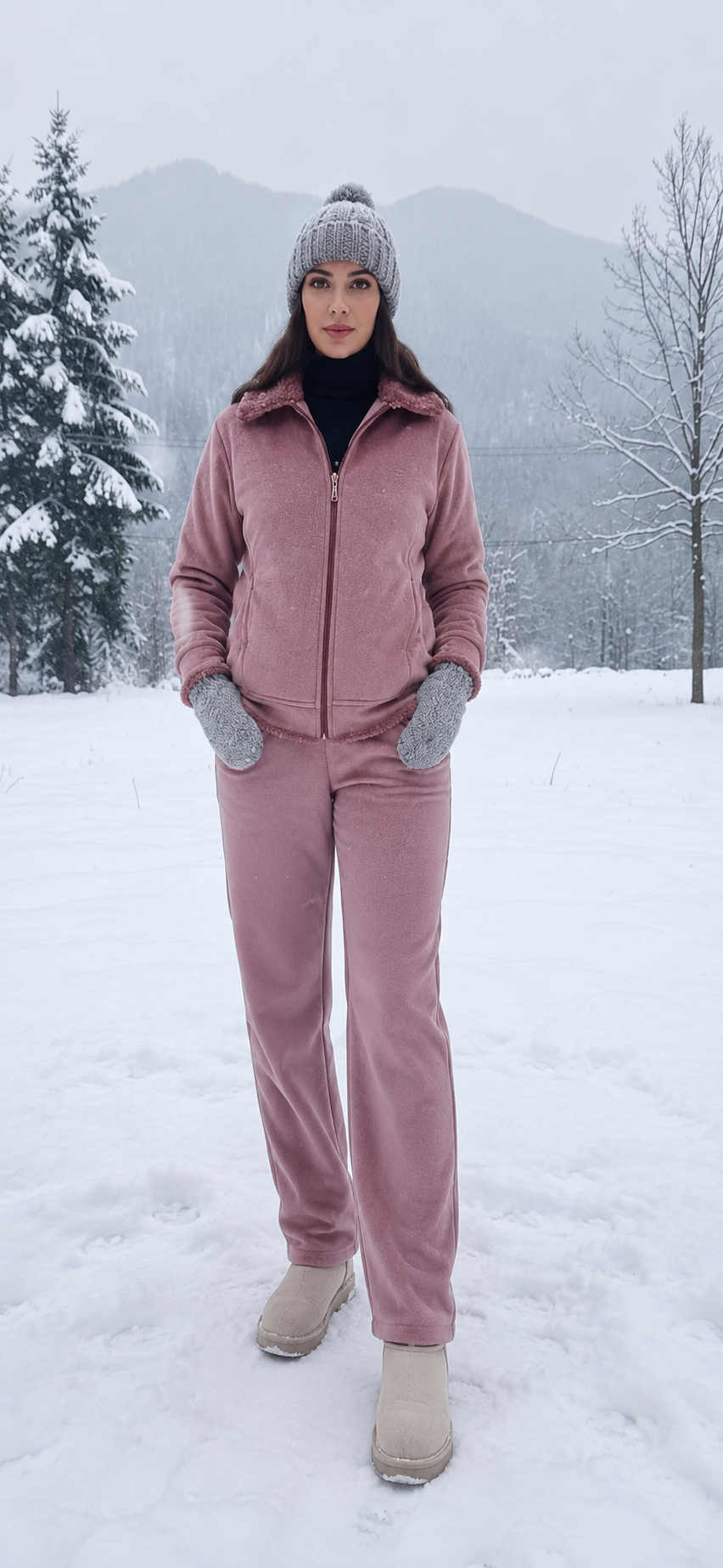 Fleece Co-Ord Set – Dusty Pink