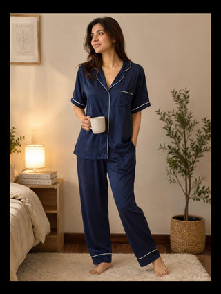 Cotton Night Suit – Navy