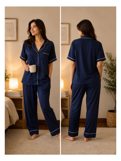 Cotton Night Suit – Navy