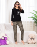 Women's Premium Cotton Lounge Wear Set – Black & Grey Printed