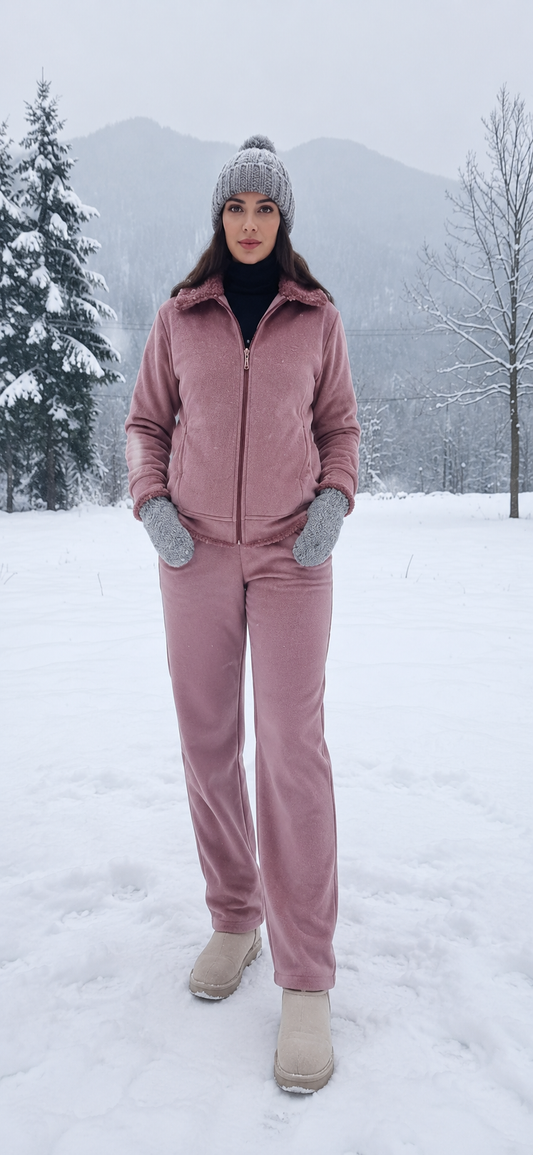Fleece Co-Ord Set – Dusty Pink