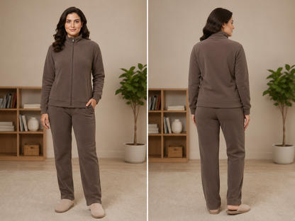 Fleece Co-Ord Set – Coffee Brown