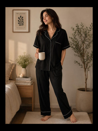 Cotton Night Suit – Black
