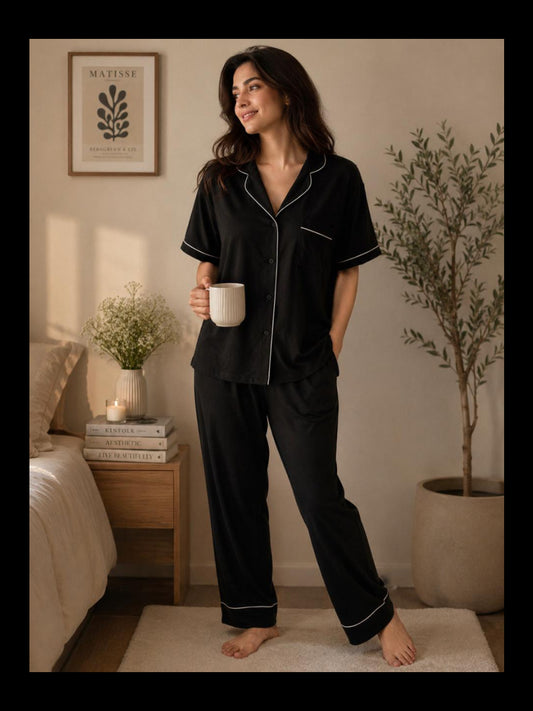Cotton Night Suit – Black